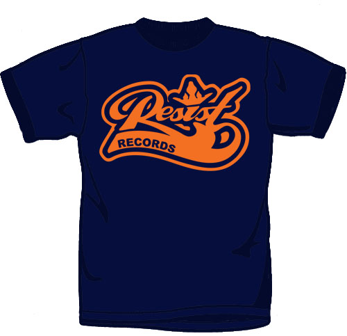 Resist Blue on Black T Shirt